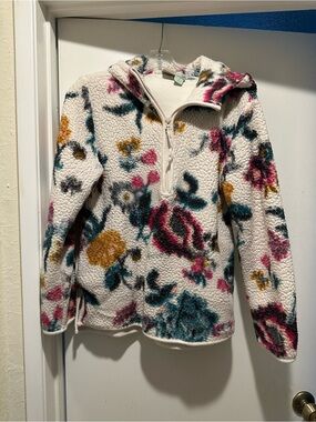 Saturday Sunday by Anthropologie Floral Sherpa Rosemarie Pullover Hoodie Size XS